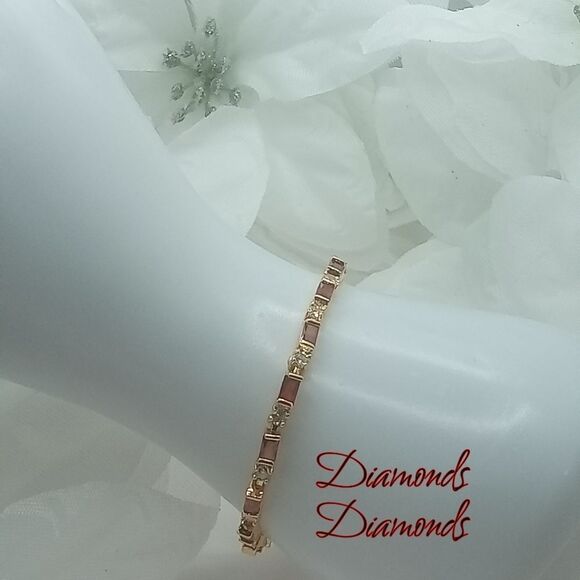 Red & White 30 Ct. Diamond Bracelet 14K Gold on 925 Silver - Picture 6 of 7